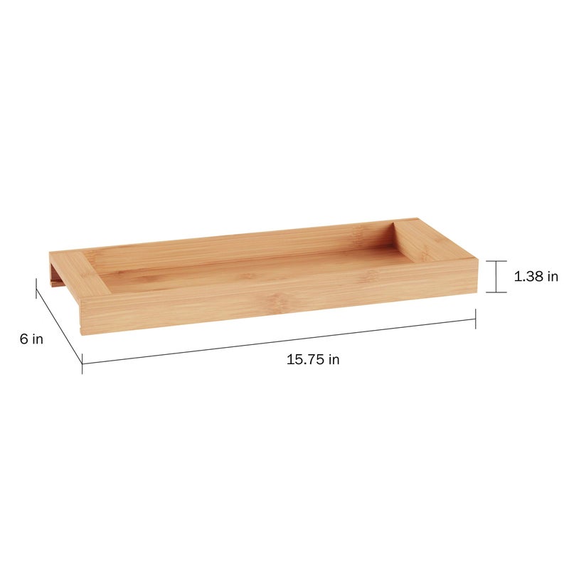 Lavish Home Bamboo Bathroom Vanity Tray-Natural Wood Eco-Friendly Holder for Towels, Toiletries, Cosmetics, Decor and More-Modern Bath Accessories - Image 2